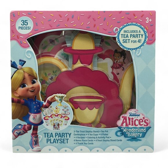 Disney Junior Alice's Wonderland Bakery 35 Piece TEA PARTY Playset for 4 - NEW - Picture 1 of 7